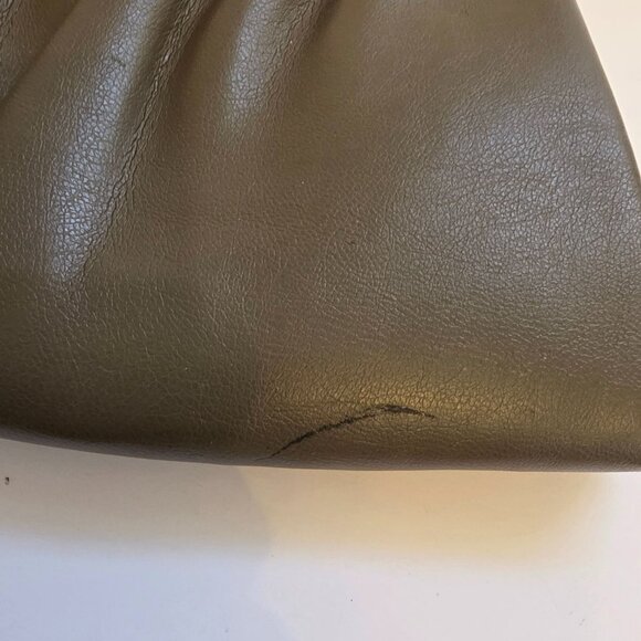 Vintage Andi Olive Green Faux Leather Clutch Purse Gold Chain Strap - Picture 3 of 5